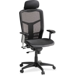Lorell® Ergomesh High-Back Chair With Adjustable Headrest, Black