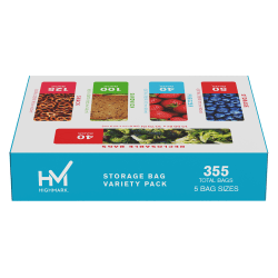 Highmark® Plastic Storage Bags, Variety Pack, Clear, Pack Of 355 Bags