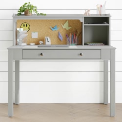 Realspace® Haven 46"W Student Storage Desk With Hutch, Light Gray