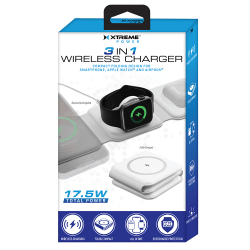 XtremeMac 3-in-1 Foldable Wireless Charger, White