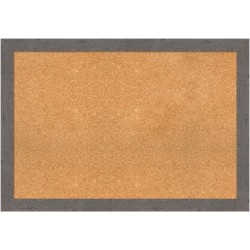 Amanti Art Non-Magnetic Cork Bulletin Board, 39" x 27", Natural, Rustic Plank Gray Narrow Plastic Frame