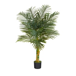 Nearly Natural Golden Cane Palm 48"H Artificial Plant With Planter, 48"H x 16"W x 16"D, Green/Black