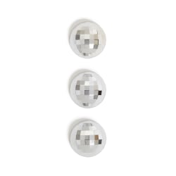 U Brands® Disco Ball Locker Magnets, 1-7/16"H x 1-7/16"W x 5/8"D, Silver, Set Of 3 Magnets