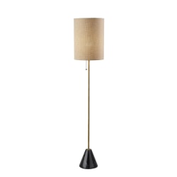 Adesso Tucker Floor Lamp, 61"H, Beige Woven Fabric Shade/Antique Brass Base