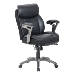 Serta® Smart Layers™ Siena Ergonomic Bonded Leather Mid-Back Manager's Chair, Black
