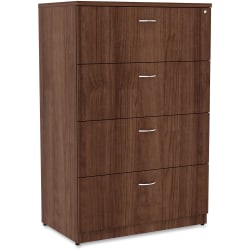 Lorell® Essentials 22"D Lateral 4-Drawer File Cabinet, Walnut
