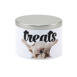 Paw Prints Tin Pet Treat Container, Small, Bulldog Design