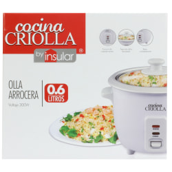 Cocina Criolla 3-Cup Portable Electric Rice Cooker, White
