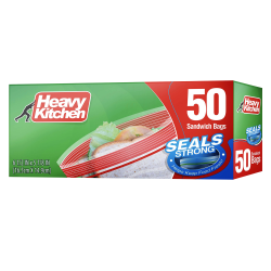 Heavy Kitchen Storage Bags, Zipper, Sandwich, 0.15 Gallon, Clear, Total Qty 50