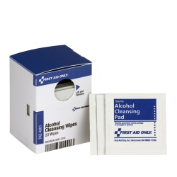First Aid Only™ Alcohol Cleansing Pads, 3" x 3", White, Box Of 20