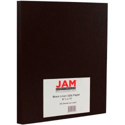 JAM Paper® Color Multi-Use Printer & Copy Paper, Black Linen, Letter (8.5" x 11"), 50 Sheets Per Pack, 32 Lb