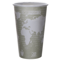 Eco-Products World Art Hot Beverage Cups, 16 Oz, Green, Case of 1,000