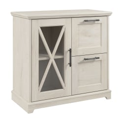 Bush Furniture Lennox Farmhouse 20"D Lateral 2-Drawer File Cabinet With Shelves, Linen White Oak, Delivery