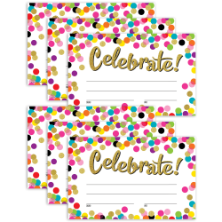 Teacher Created Resources Awards, 8-1/2" x 5-1/2", Confetti Celebrate!, 25 Per Pack, Set Of 6 Packs