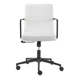 Eurostyle Leander Faux Leather Low-Back Office Chair, White/Chrome