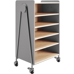 Safco® Whiffle Double-Column 4-Shelf Rolling Storage Cart, 48"H x 30"W x 19-3/4"D, Gray