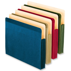 Oxford® Expanding File Pockets, Letter Size, 3 1/2" Expansion, 100% Recycled, Assorted, Box Of 4