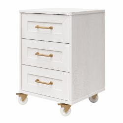 Mr. Kate Tess 3-Drawer Rolling Cart With Locking Casters & Modular Storage Options, 29"H x 15-15/16"W x 13"D, Ivory Oak