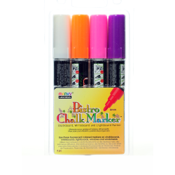 Marvy® Uchida Bistro Chalk Markers, 4 Markers Per Set, Pack Of 2 Sets, Broad Point, Assorted Colors, 8 Markers