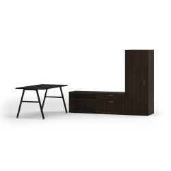 HON® Mod 84"W Computer Desk Executive Workstation, Java Oak/Black