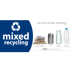 Recycle Across America Mixed Standardized Recycling Labels, MXD-0409, 4" x 9", Navy Blue