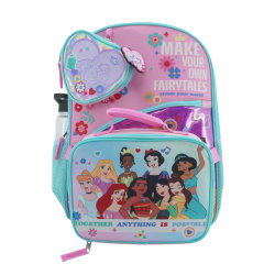 Bioworld Princess Backpack With Removable Coin Purse/Printed Water Bottle/Key Chain/Lunch Bag, Multicolor