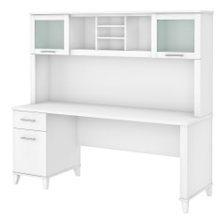 Bush Furniture Somerset Office Desk With Hutch, 72"W, White, Standard Delivery