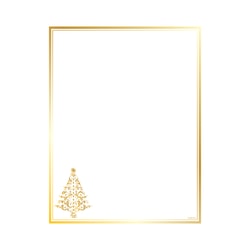 Geo Studios Holiday-Themed Foiled Letterhead Paper, 8-1/2" x 11", Gold Tree, Pack Of 40 Sheets