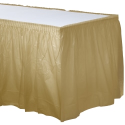 Amscan Plastic Table Skirts, Gold, 21’ x 29", Pack Of 2 Skirts