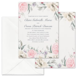 Custom Shaped Wedding & Event Invitations With Envelopes, 5" x 7", Ethereal Floral, Box Of 25 Invitations/Envelopes
