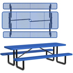 Leisure Craft Rectangle Outdoor Picnic Table, 29-11/16"H x 96"W x 62"D, Black/Blue