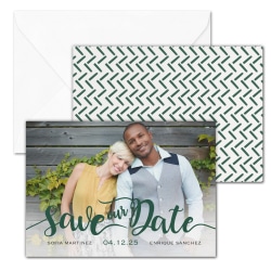 Custom Full-Color Save The Date Announcements With Envelopes, 7" x 5", Flirty Date, Box Of 25 Cards