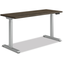 HON® Coordinate Height-Adjustable Writing Desk, 46"W, Florence Walnut/Silver