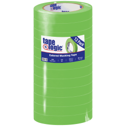 Tape Logic® Color Masking Tape, 3" Core, 0.75" x 180', Light Green, Case Of 12