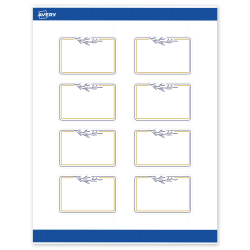 Avery® Print-To-The-Edge Labels With Sure Feed® Technology, S00-DNE-PRWMP10, Rectangle, 2" x 3", Matte White, Preprinted Gold & Navy Border with Florals Design, Pack Of 80