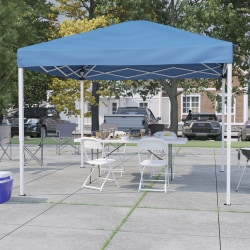 Flash Furniture Portable Tailgate/Event Tent Set - 10'x10' Pop Up Canopy Tent, 6-Foot Bi-Fold Table, Set of 4 Folding Chairs, Blue