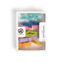U Brands® Wood Clothespin Push Pins, Assorted Colors, Set Of 12 Pins