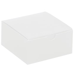 Partners Brand Gift Boxes, 4"L x 4"W x 2"H, 100% Recycled, White, Case Of 100