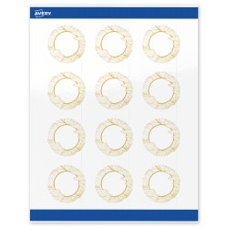 Avery® Printable Labels With Sure Feed® Technology, S00-EVY, Round, 2", Glossy White With Preprinted Gold Leaf Pattern, Pack Of 120