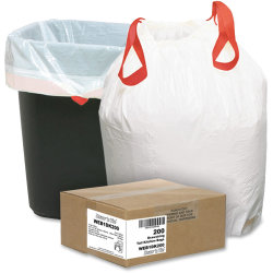 Draw 'n Tie 0.9-mil Trash Bags, 13 Gallons, 24-1/2" x 27-3/8", White, Box Of 200