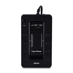 Cyber Power Standby 8-Outlet Uninterruptible Power Supply System, 650VA/360W, SX650U