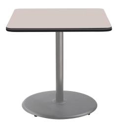 National Public Seating Square Café Table, Round Base, 36"H x 36"W x 36"D, Gray Nebula/Black
