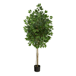 Nearly Natural Ficus 64"H Artificial Plant With Planter, 64"H x 20"W x 20"D, Green/Black