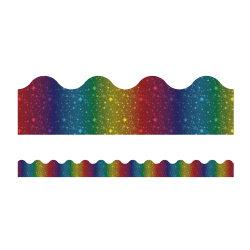 Carson Dellosa Sparkle And Shine Scalloped Borders, 3' x 2-1/4", Rainbow, Pack Of 13 Border Strips