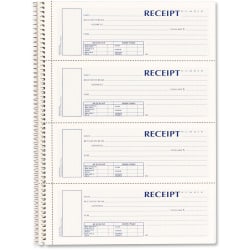 Rediform® Wirebound Money Receipt Book, 3-Part, Carbonless, 2 3/4" x 7", Set Of 120