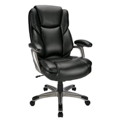 Realspace® Cressfield Bonded Leather High-Back Executive Chair, Black/Silver
