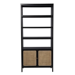 SEI Furniture Carondale 74"H 5-Shelf Bookcase/Storage-Shelf, Black/Gold/Natural