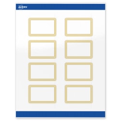 Avery® Print-To-The-Edge Labels With Sure Feed® Technology, S00-DHF-PRWGP10, Rectangle, 2"x3", Glossy White, Preprinted Multi-Lined Gold Border Design, Pack Of 80