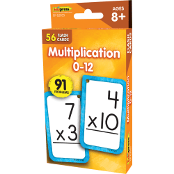 Teacher Created Resources Flash Cards, Multiplication 0-12, 3-1/8", 5-1/8", Total Qty 56