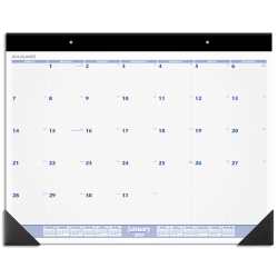 2024 AT-A-GLANCE® Monthly Desk Pad Calendar, 24" x 19", Blue/Gray, January To December 2024, SW2300